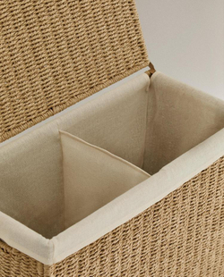 ZARA HOME КОРЗИНА ДЛЯ БЕЛЬЯ С КРЫШКОЙ И РУЧКАМИ, СВЕТЛО-БЕЖЕВЫЙ