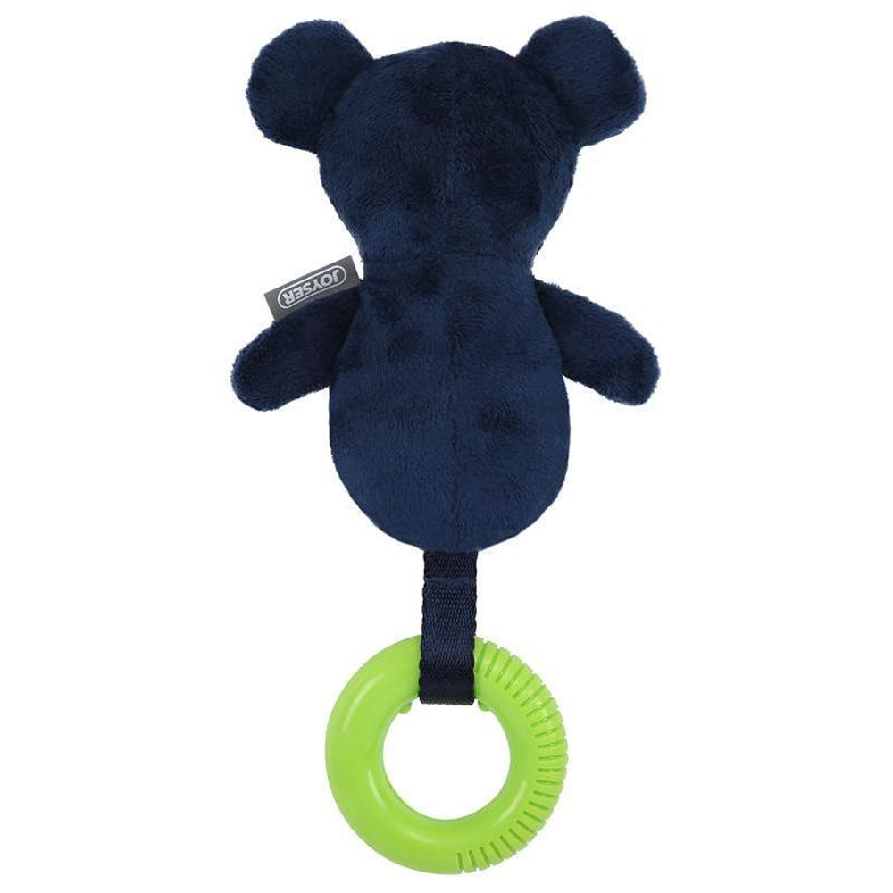 Игрушка для собак JOYSER Puppy Мишка с резиновым кольцом и пищалкой S/M синий, 21 см