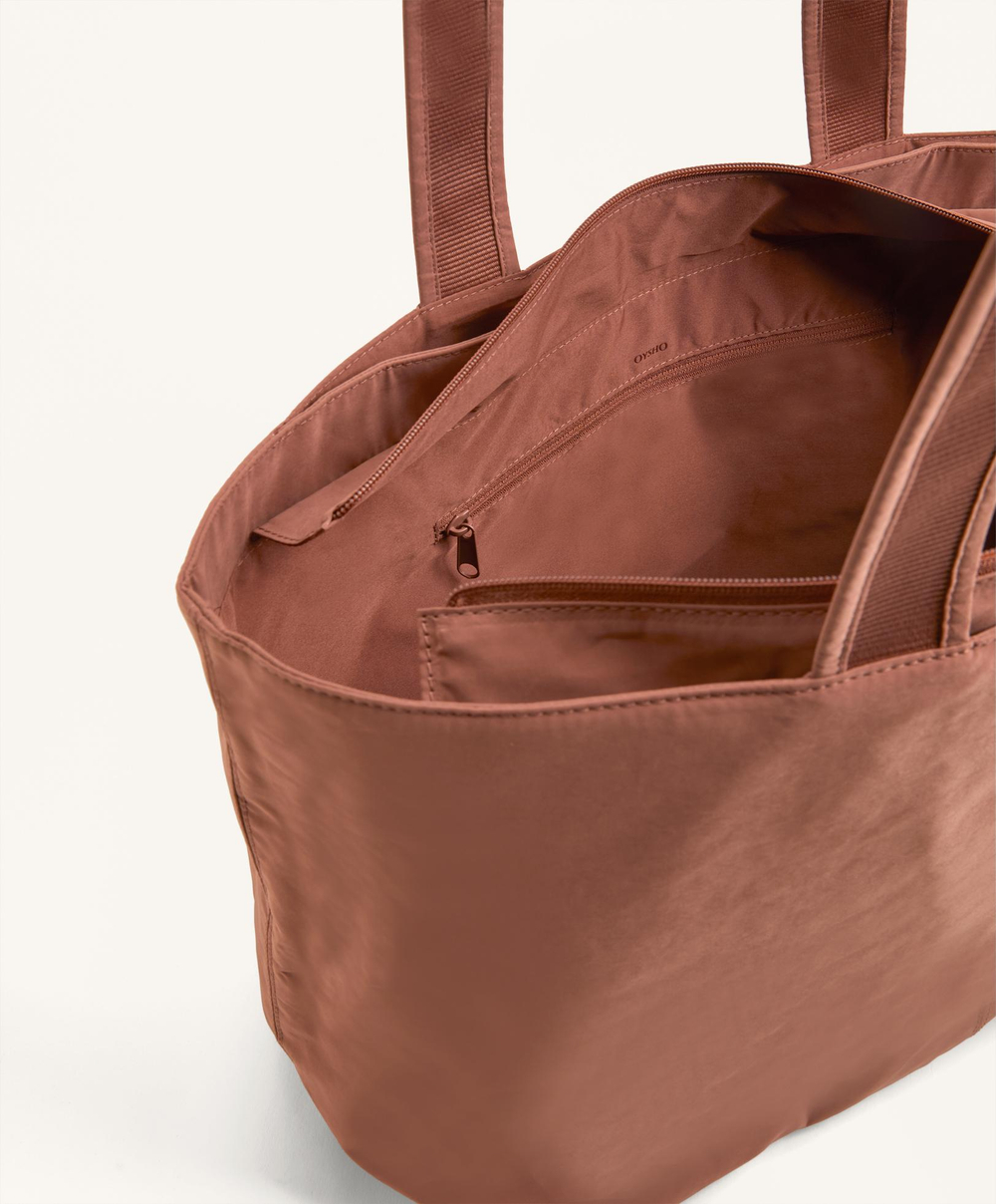 OYSHO Мягкая сумка-шоппер на молнии, терракотовый