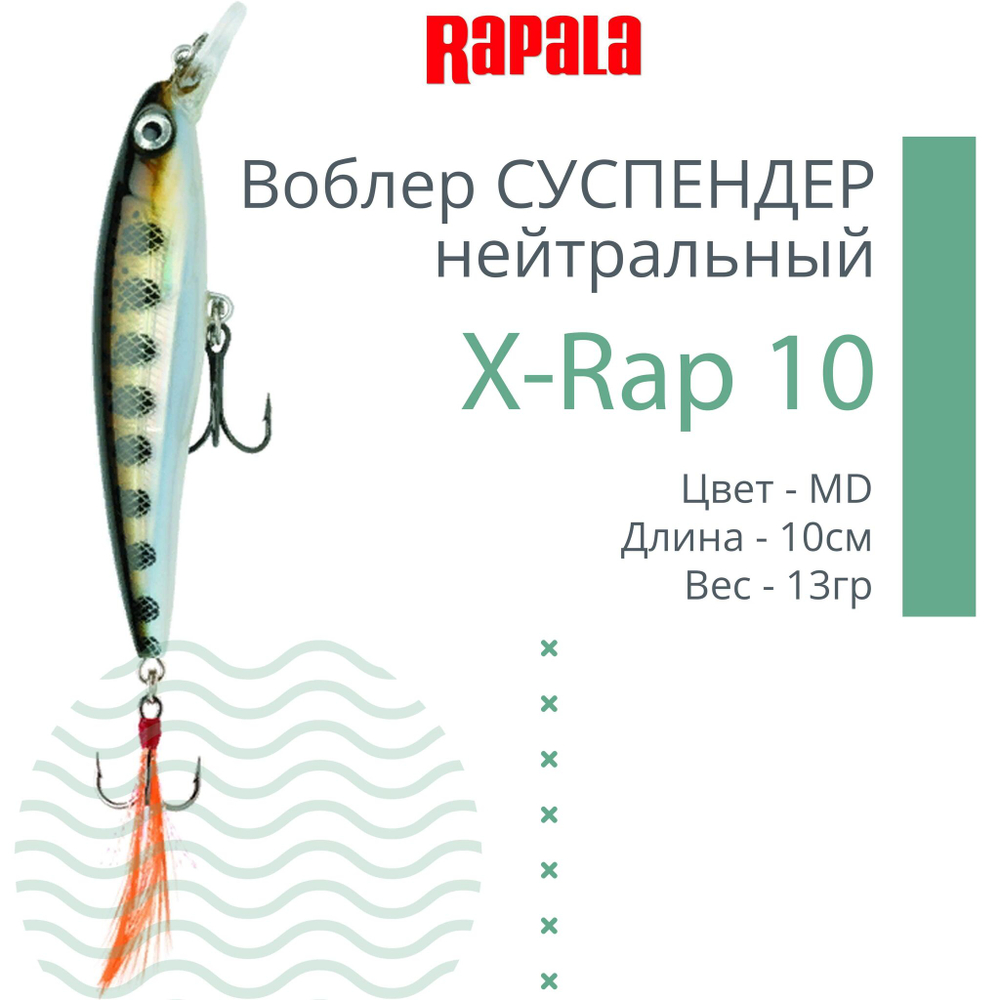 Воблер RAPALA X-Rap 10, 10см, 13гр, цвет SCP, нейтральный