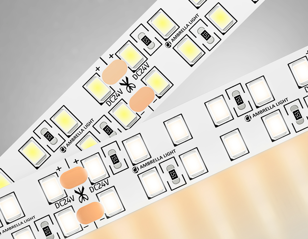 Светодиодная лента двухрядная GS3701 2835 240Led /24W m/ 24V IP20 3000K/ 5000*14*1.2mm/ кратность резки 50mm (2 конт.)