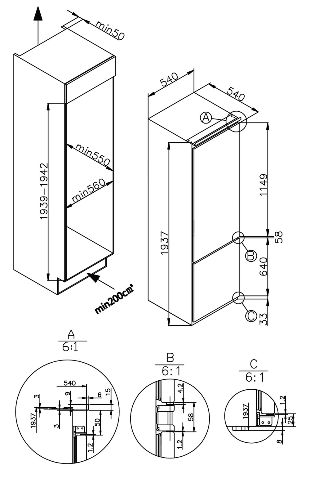 Встраиваемый холодильник Meferi MBR193 LOW FROST LIGHT фото 20