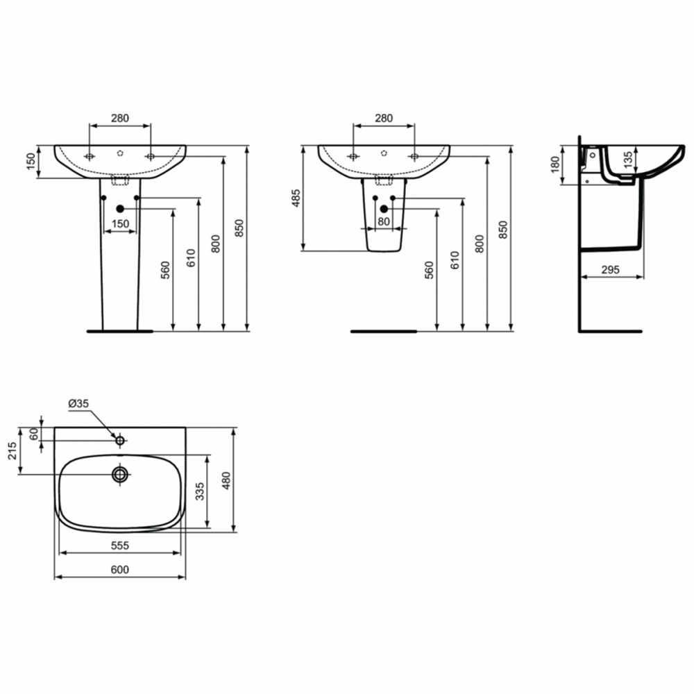 Раковина 60 см Ideal Standard IS i.life A T470501