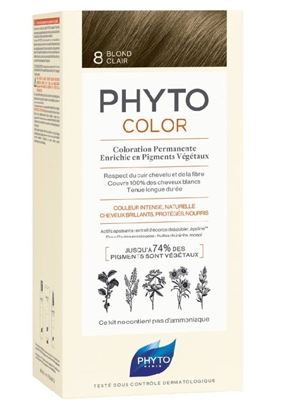 PHYTOSOLBA ФИТО крем-краска для волос тон 8 Светлый блонд Phyto Permanent color 8.3 Light Golden Blonde 50/50/12
