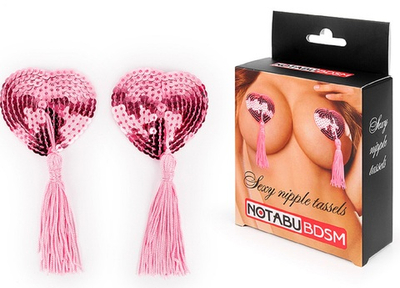 Пэстисы Notabu BDSM в форме сердец с кисточками розовые