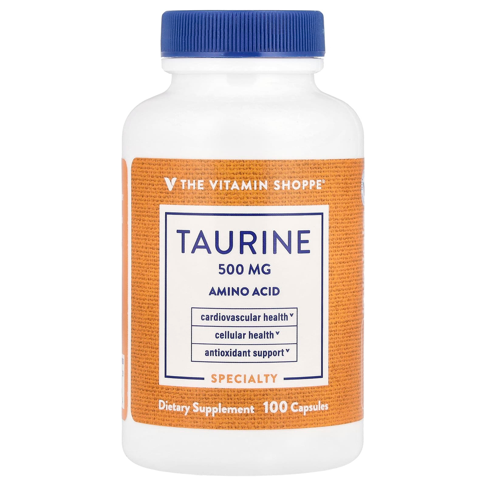 The Vitamin Shoppe, таурин, 500 мг, 100 капсул