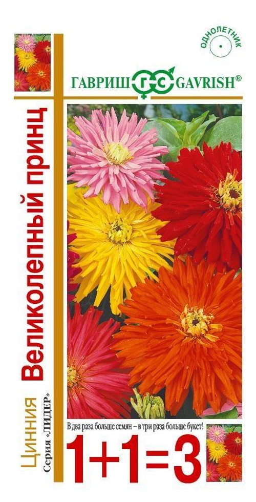 Цинния Великолепный принц кактусовидный смесь 0,5г серия 1+1 Гавриш