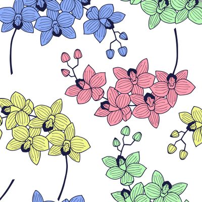 orchid flowers seamless pattern.