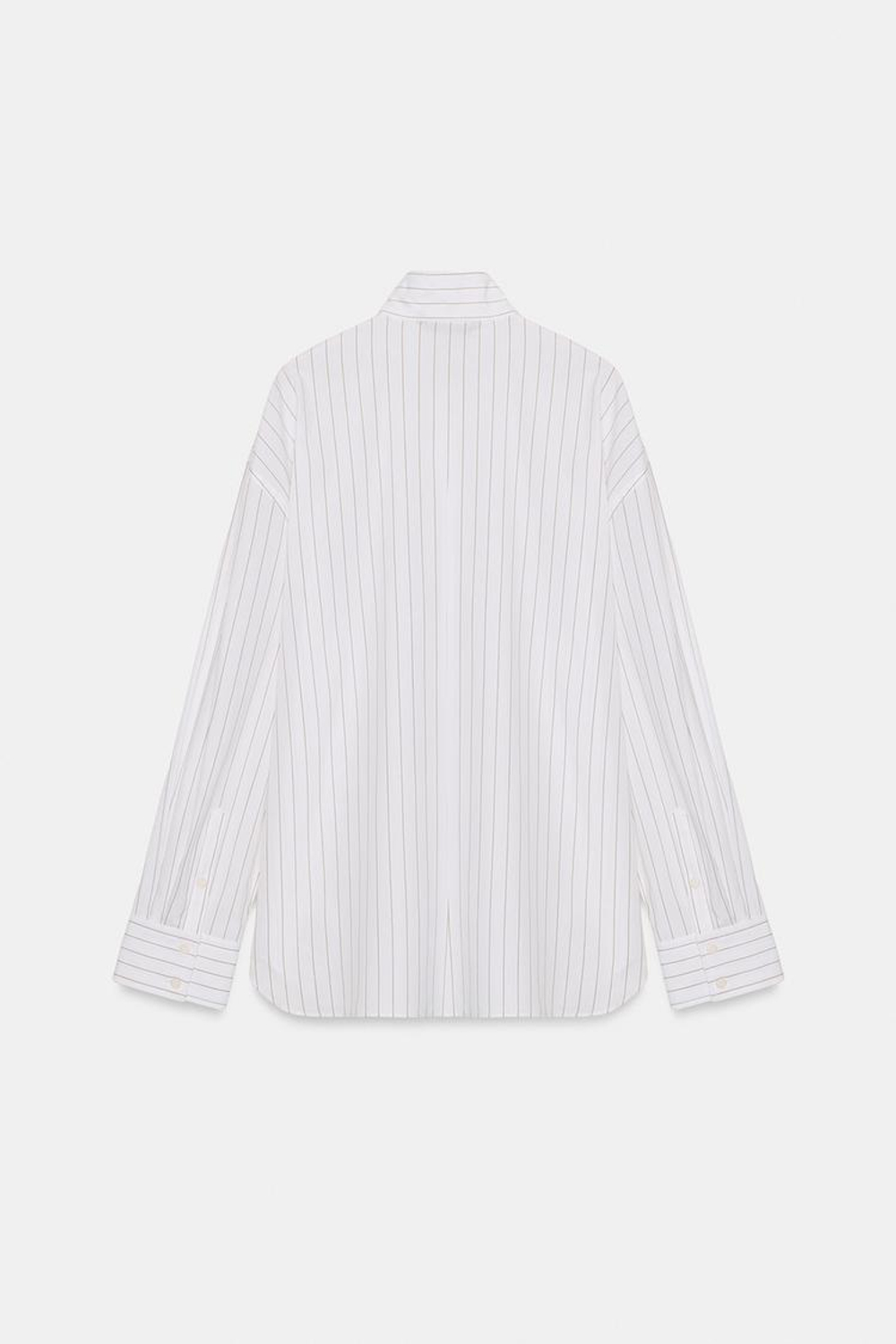 ZARA РУБАШКА ИЗ ПОПЛИНА В ПОЛОСКУ С ШАРФОМ, КОРИЧНЕВЫЙ/БЕЛЫЙ