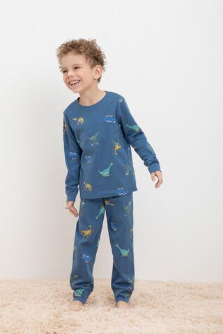 Пижама  для мальчика  К 1552/синяя волна,дино спортсмены