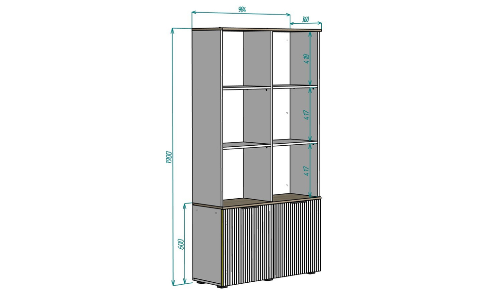Стеллаж Салерно 2 (МДФ) SF-022 Сантьяго Кашемир 5981 BS 98*36*190 см, Бежевый   Фиеста