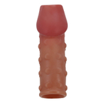 Телесная открытая насадка на пенис с бугорками - 19,8 см. (Цвет: телесный)