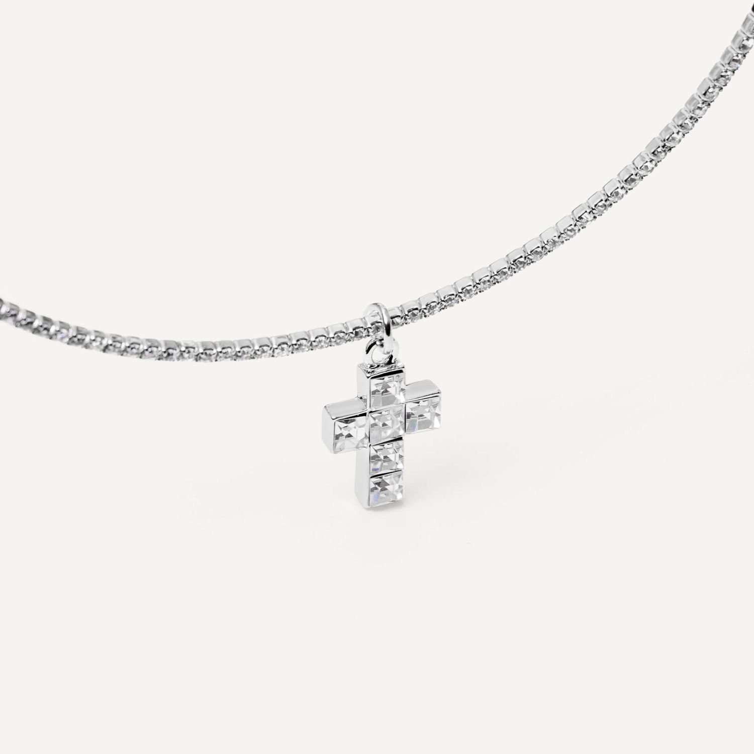 Колье Cubic Cross Necklace – Clear