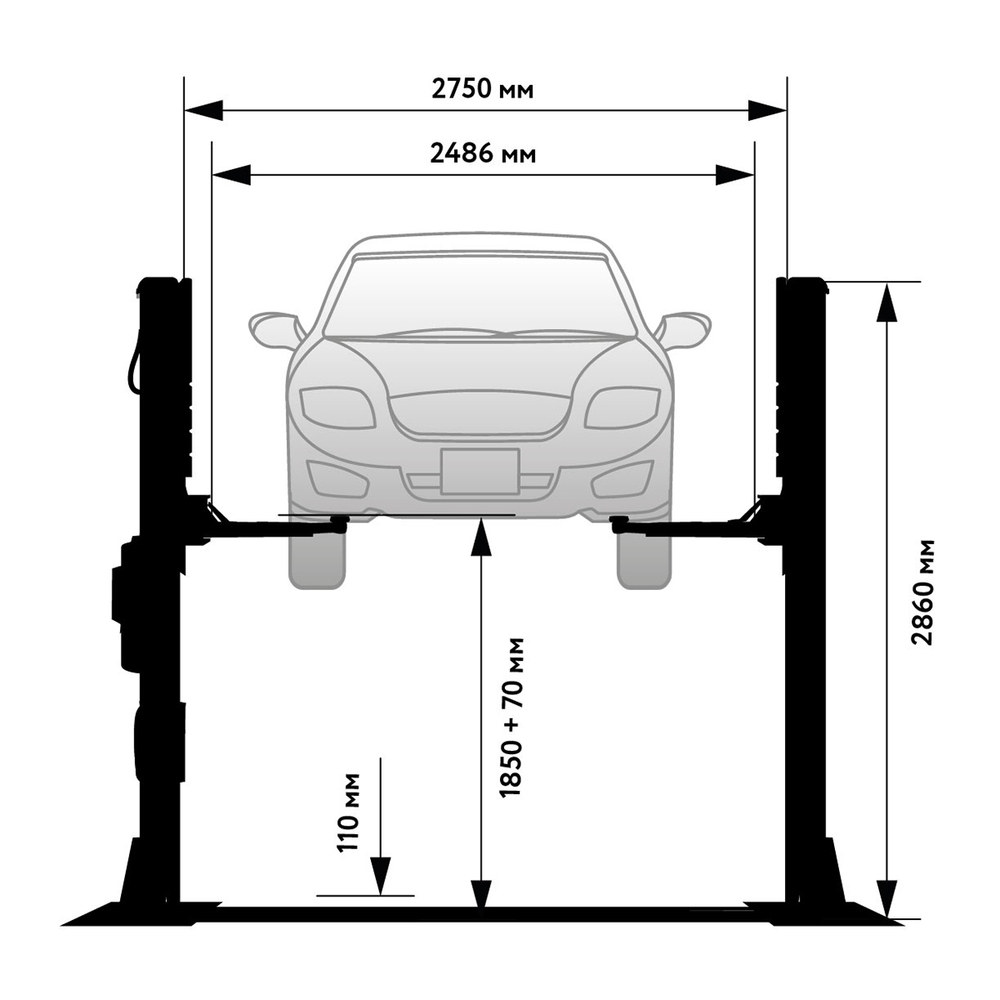 WDK-522E/380 Подъемник двухстоечный с нижней синхронизацией 4 тонны, электр. разбл., 380В