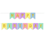 Гирлянда Флажки, Happy Birthday, Светлый микс/Золото, Металлик, 500 см, 16*12 см