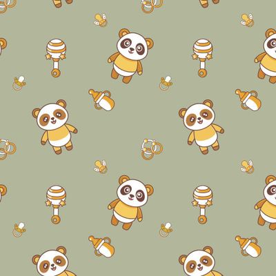 панда малыш погремушка соска хаки