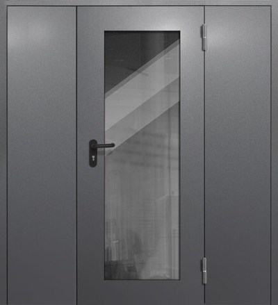 Входная дверь с правой и левой боковой фрамугой с большим стеклом - 957