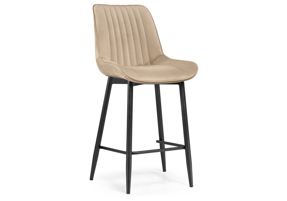 Полубарный стул Седа велюр бежевый / черный