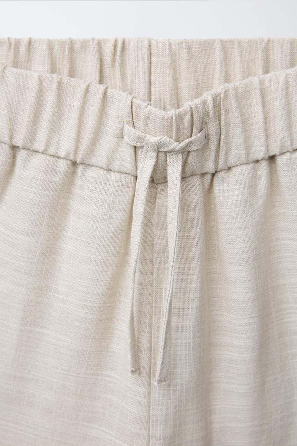 ZARA БРЮКИ ПРЯМОГО КРОЯ С ВЫШИВКОЙ, ПЕСОЧНЫЙ