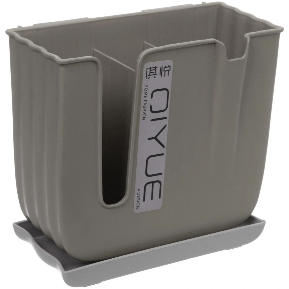 Подставка для столовых приборов «Стиль» 16*15*7,5см 3 секции с поддоном пластиковая, микс