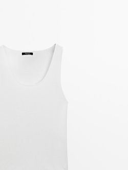 Massimo Dutti Топ из хлопкового трикотажа, белый