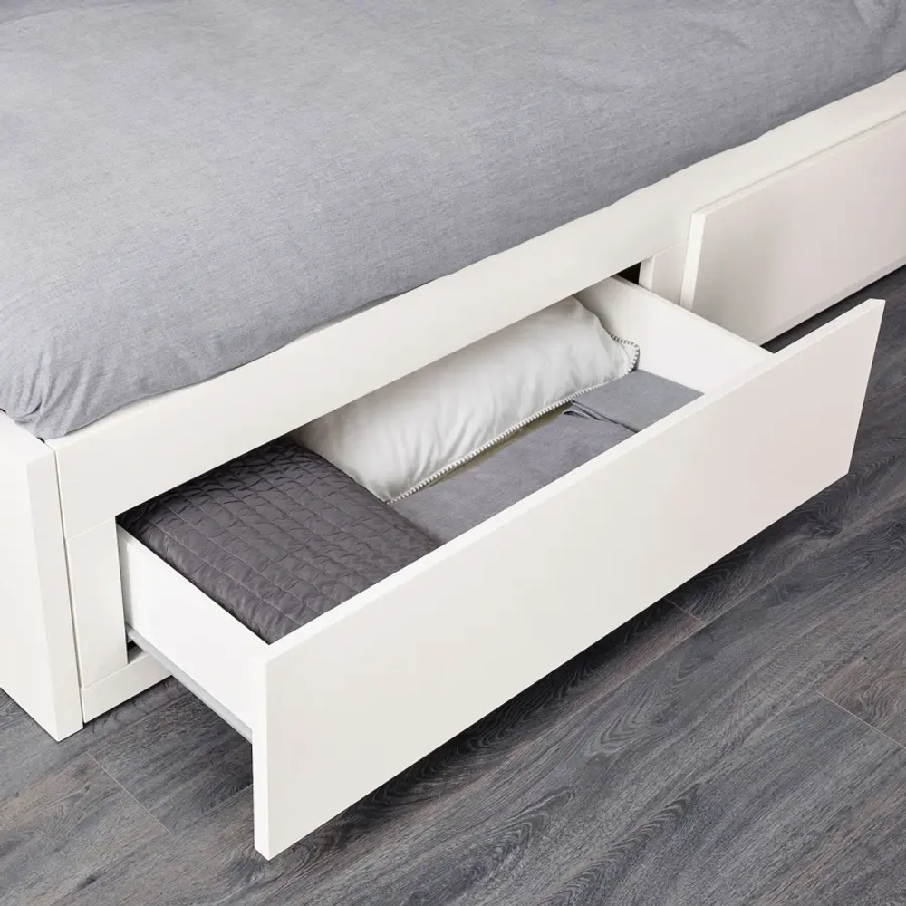 Кушетка с 2 ящиками, 2 матраса - IKEA FLEKKE/ÅGOTNES/AGOTNES, 200х80 см, белый, ФЛЕККЕ/ОГОТНЕС ИКЕА