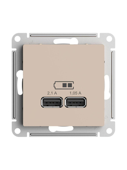 Розетка USB AtlasDesign тип A+A 5В/2.1А 2х5В/1.05А механизм песочн. SE ATN001233