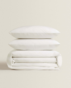 ZARA HOME (300 НИТЕЙ) ПОДОДЕЯЛЬНИК ИЗ ХЛОПКА ПЕРКАЛЬ, БЕЛЫЙ