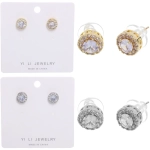 Серьги из гиппоалергенного металла со стразами «ПАЛУМНА», классика, цвет золото и серебро, 1,2-dсм