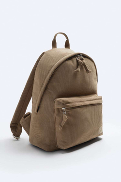 ZARA ВЕЛЬВЕТОВЫЙ РЮКЗАК, БЕЖЕВЫЙ