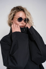 Тренч A-силуэта с высоким воротом  из премиальной ткани