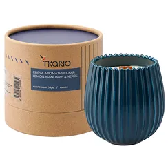 Свеча ароматическая с деревянным фитилём lemon, mandarin & neroli из коллекции edge, синий, 60 ч
