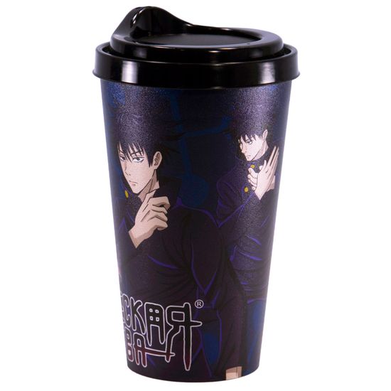 Стакан пластиковый с крышкой, 550 мл., по мотивам аниме "Магическая битва", Фушигуро Мегуми и Кугисаки Нобара