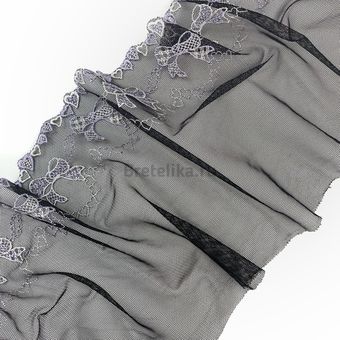 Вышивка на сетке черный/лаванда 18 см