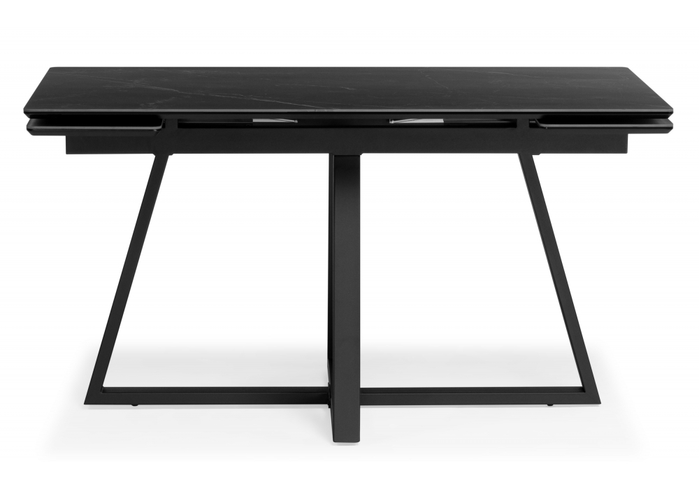 Керамический стол Woodville Памелла 120(180)х80 shakespeare black, черный, ножки черные