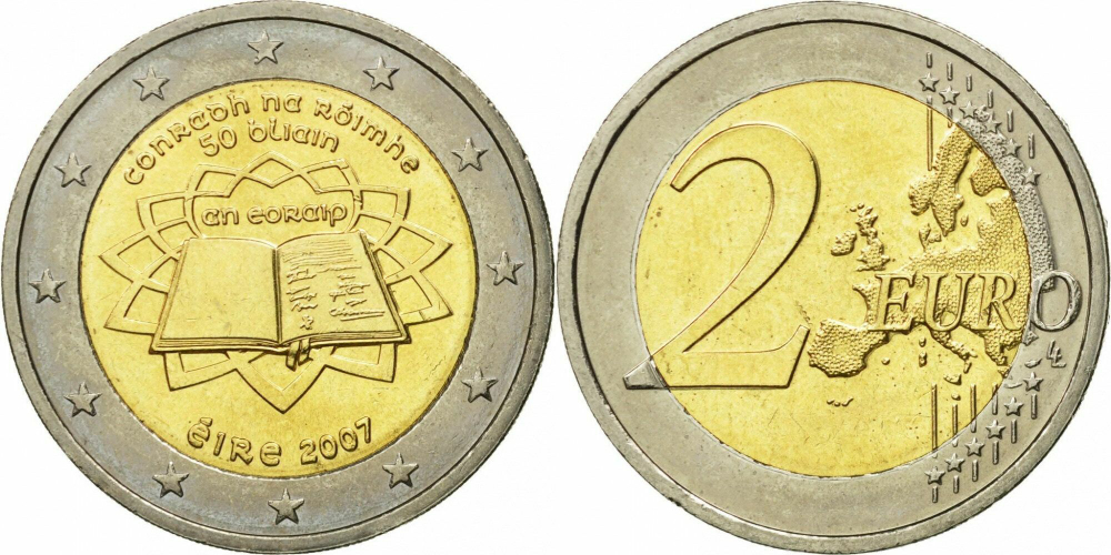 Ирландия 2 евро 2007 50 лет подписания Римского договора XF