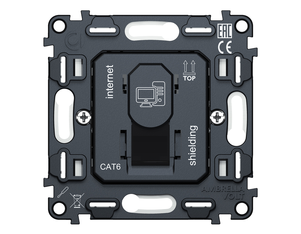 VM185 Механизм компьютерной розетки RJ-45 (8P8C) CAT6A экранированной с автоматической защитной шторкой QUANT