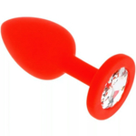 Маленькая красная пробка с позраным кристаллом ONJOY Silicone Collection (Цвет: красный)