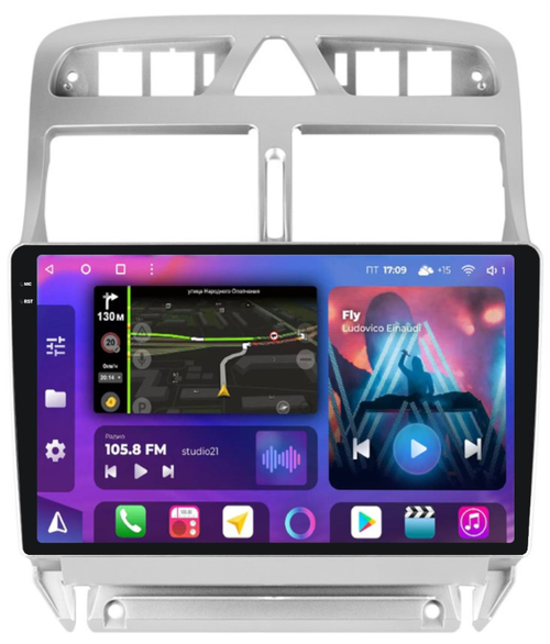 Магнитола для Peugeot 307 2001-2008 - FarCar BM017M-2K монитор 9.5" 2K QLED на Android 14, Быстрая, CarPlay, 4G SIM-слот