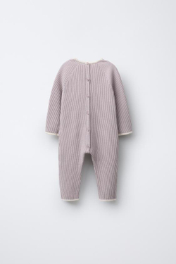 ZARA КОМБИНЕЗОН С КОНТРАСТНОЙ ОТДЕЛКОЙ, СВЕТЛО-СИРЕНЕВЫЙ