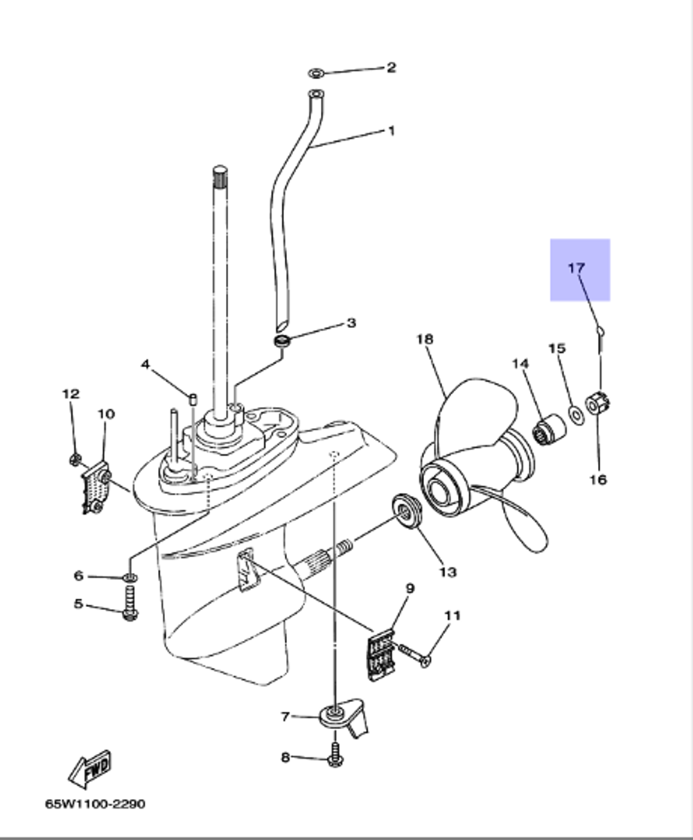 Шплинт-фиксатор гайки гребного винта Yamaha