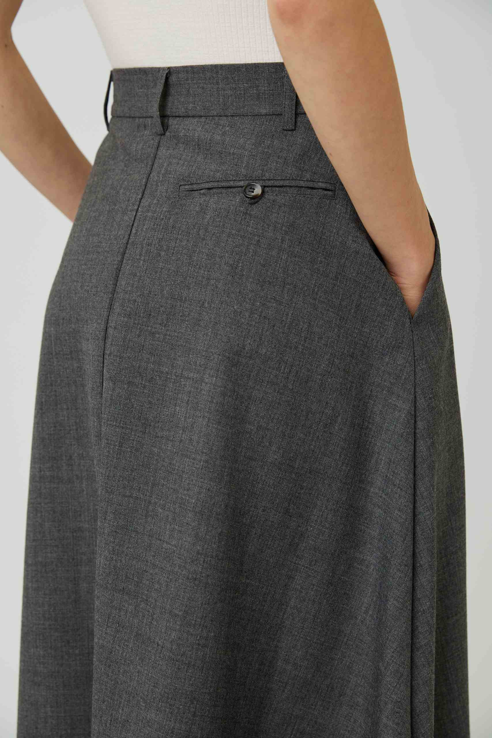 Юбка макси из серой шерсти