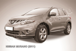 Защита переднего бампера Nissan Murano (2010-2015) d57+d42 серебристая