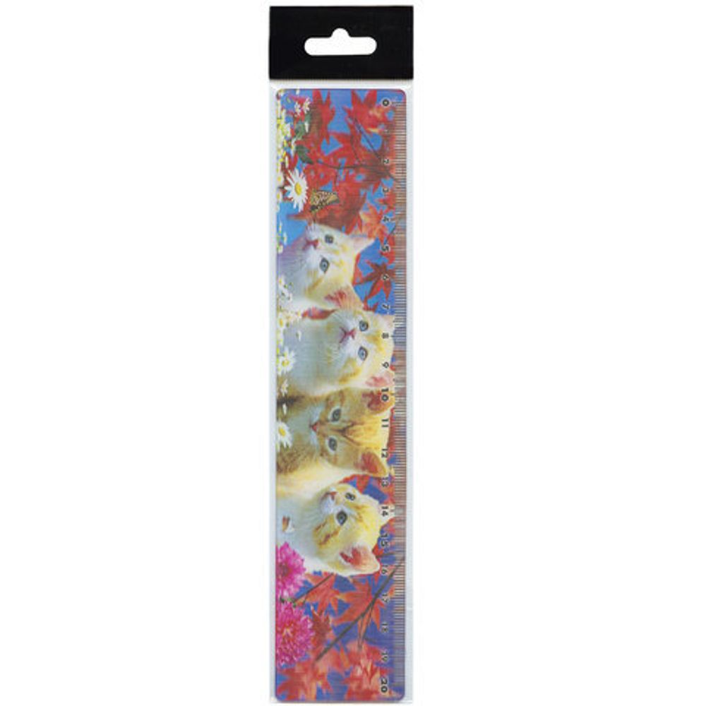 Линейка 3D, 20 см, BRAUBERG, объемная, "Котята", европодвес, 210570