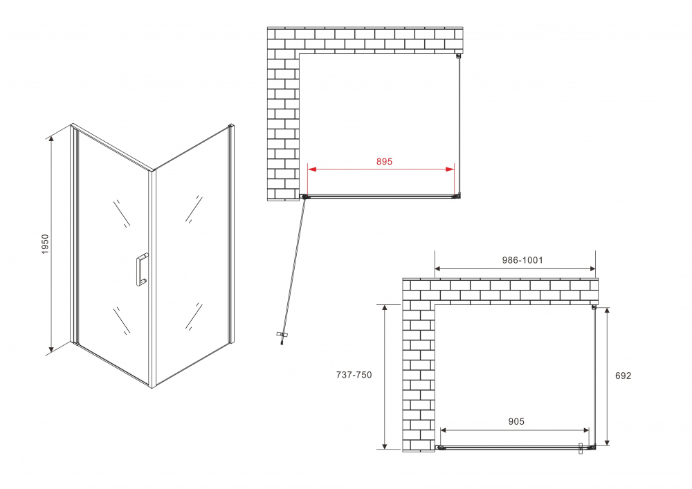 Душевой уголок ABBER Sonnenstrand AG04100B-S75B