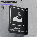 Табличка Бахилы использованные флажковая на стену, двусторонняя с крепежом, 19 х 25 см, для офиса, кафе, отеля, серия COSMO, Айдентика Технолоджи