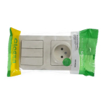 GLOSSA БЛОК: РОЗЕТКА без заземления + 3-клавишный ВЫКЛЮЧАТЕЛЬ, БЕЖЕВЫЙ