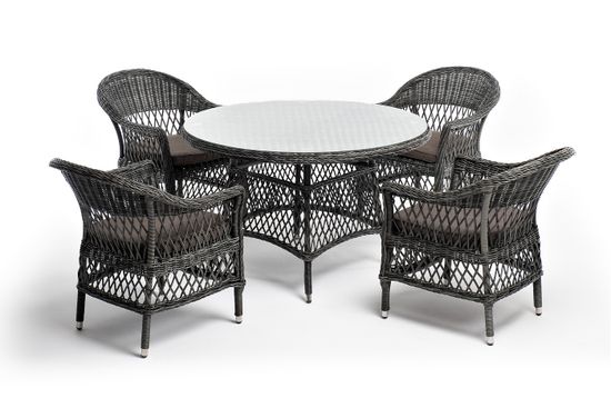 "Дольче" обеденная группа из искусственного ротанга, цвет графит