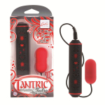 Красный вибромассажер-пулька с декорированным пультом управления TANTRIC (Цвет: красный с черным)