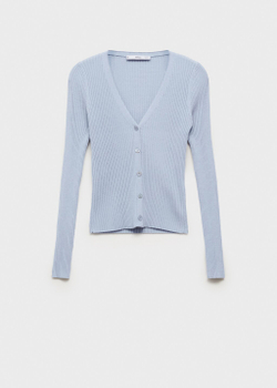 Кардиган в рубчик с V-образной горловиной